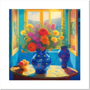 Bright Flowers in a Sunny Window Posters and Art